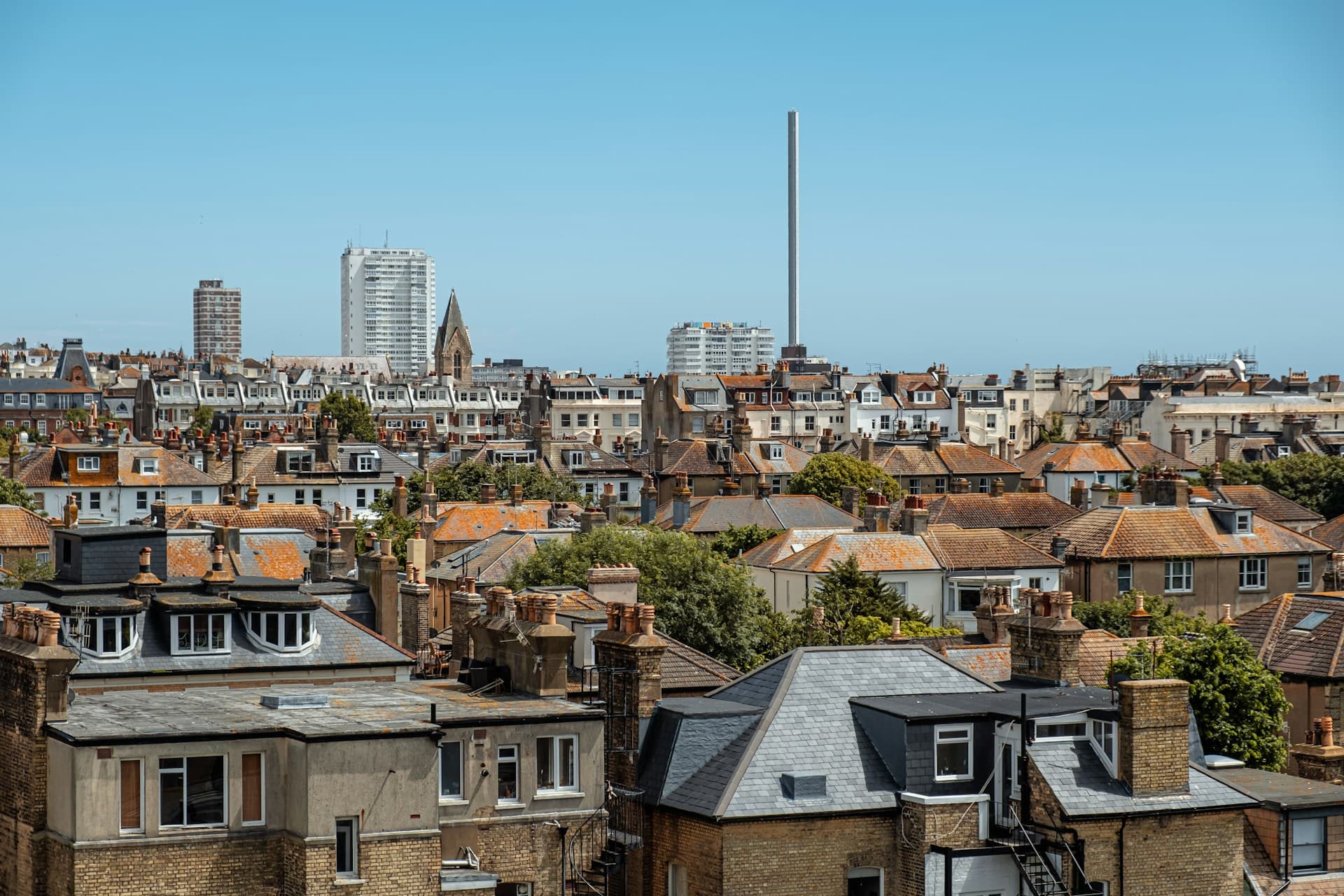 Aerial view of Brighton with the i360 in the distance